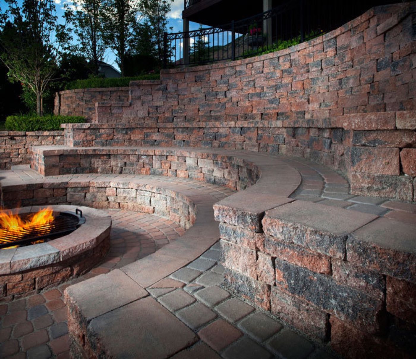 Fire feature built by Lake Norman Hardscapes in the Lake Norman, NC area