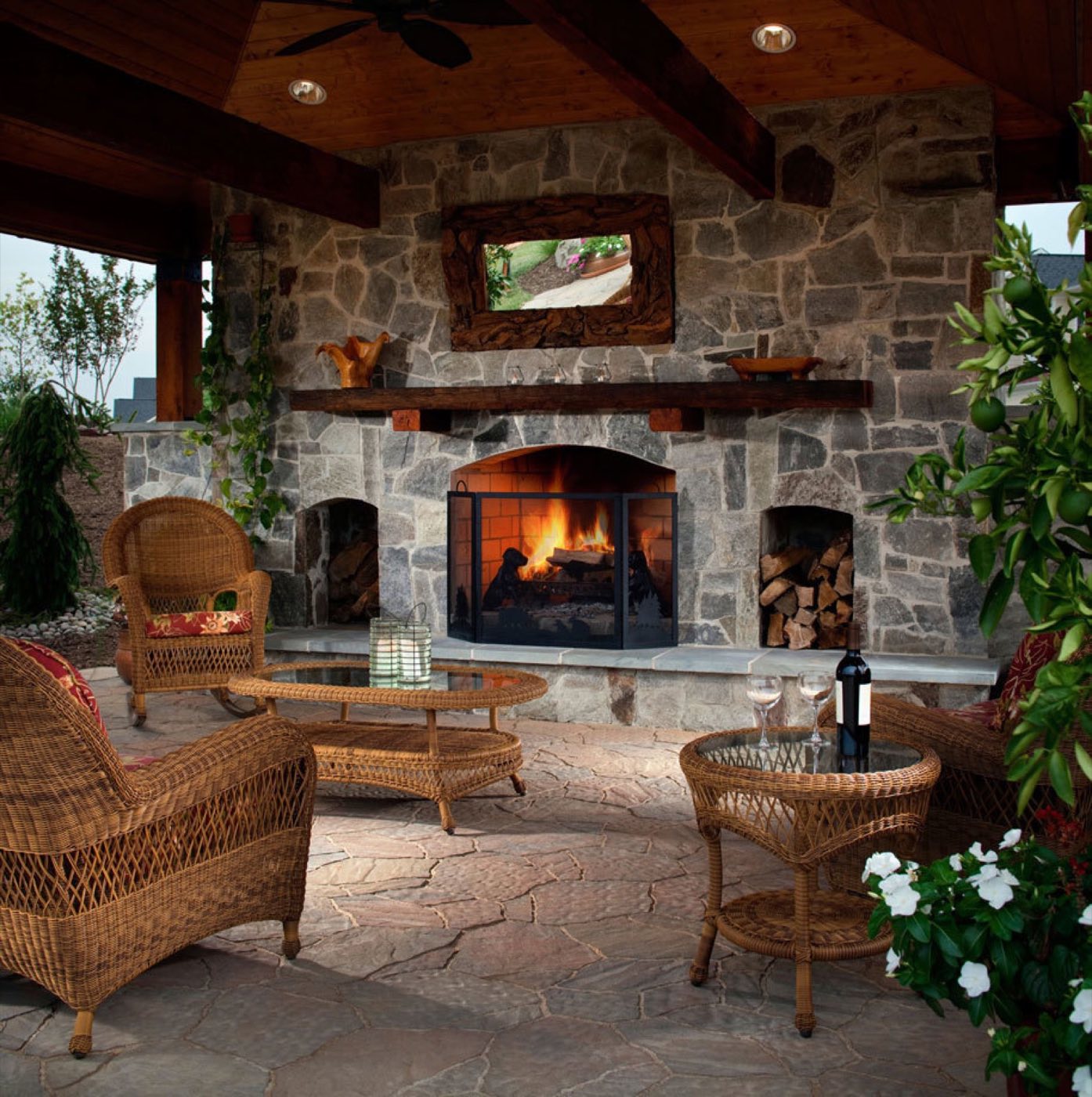 Fire feature built by Lake Norman Hardscapes in the Lake Norman, NC area