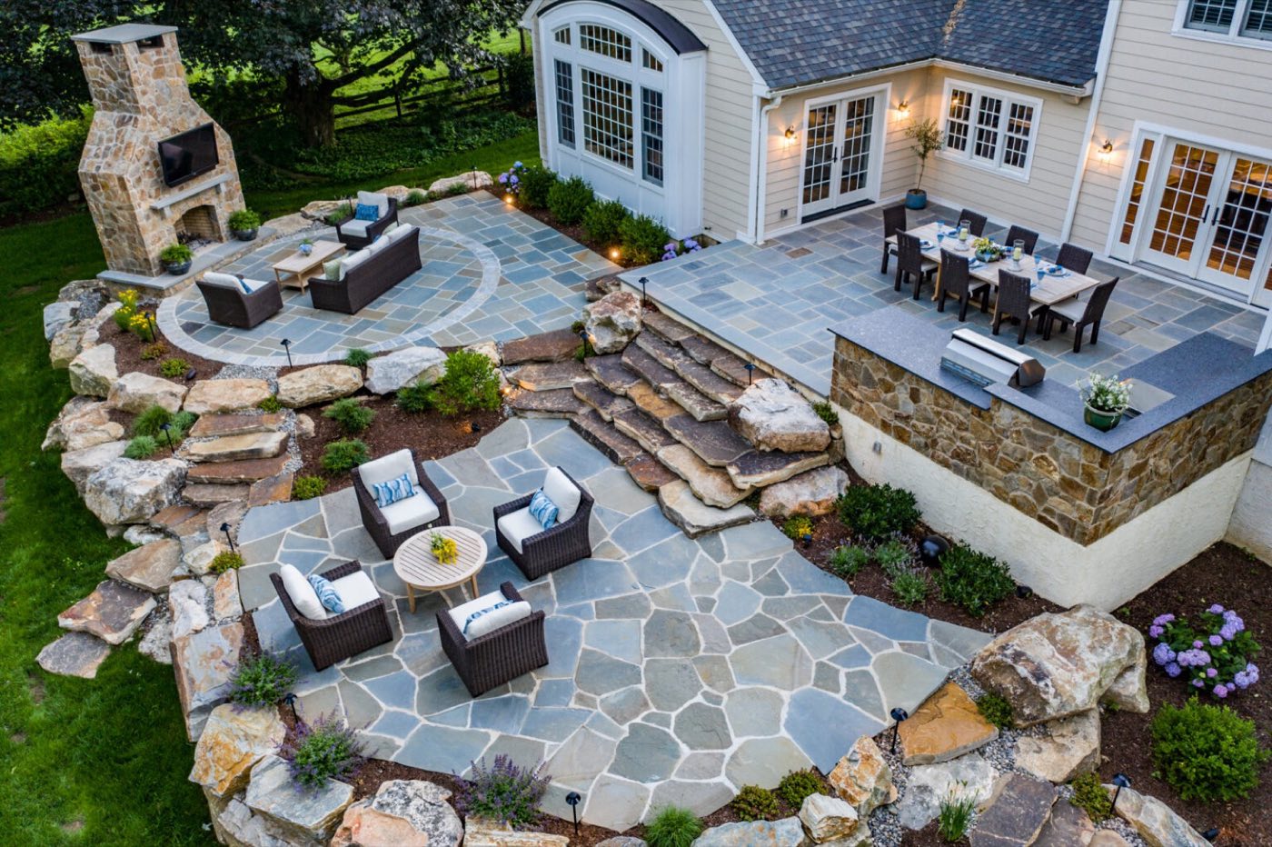 Flagstone patio built by Lake Norman Hardscapes in the Lake Norman, NC area