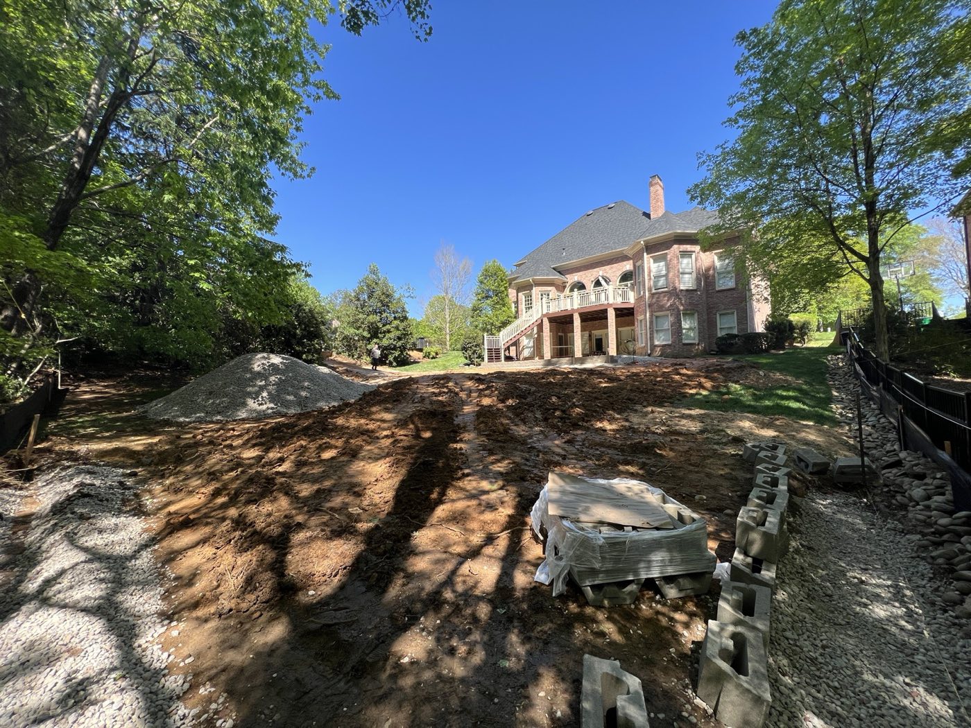 Lakeside lawn and shoreline — Mooresville · grading