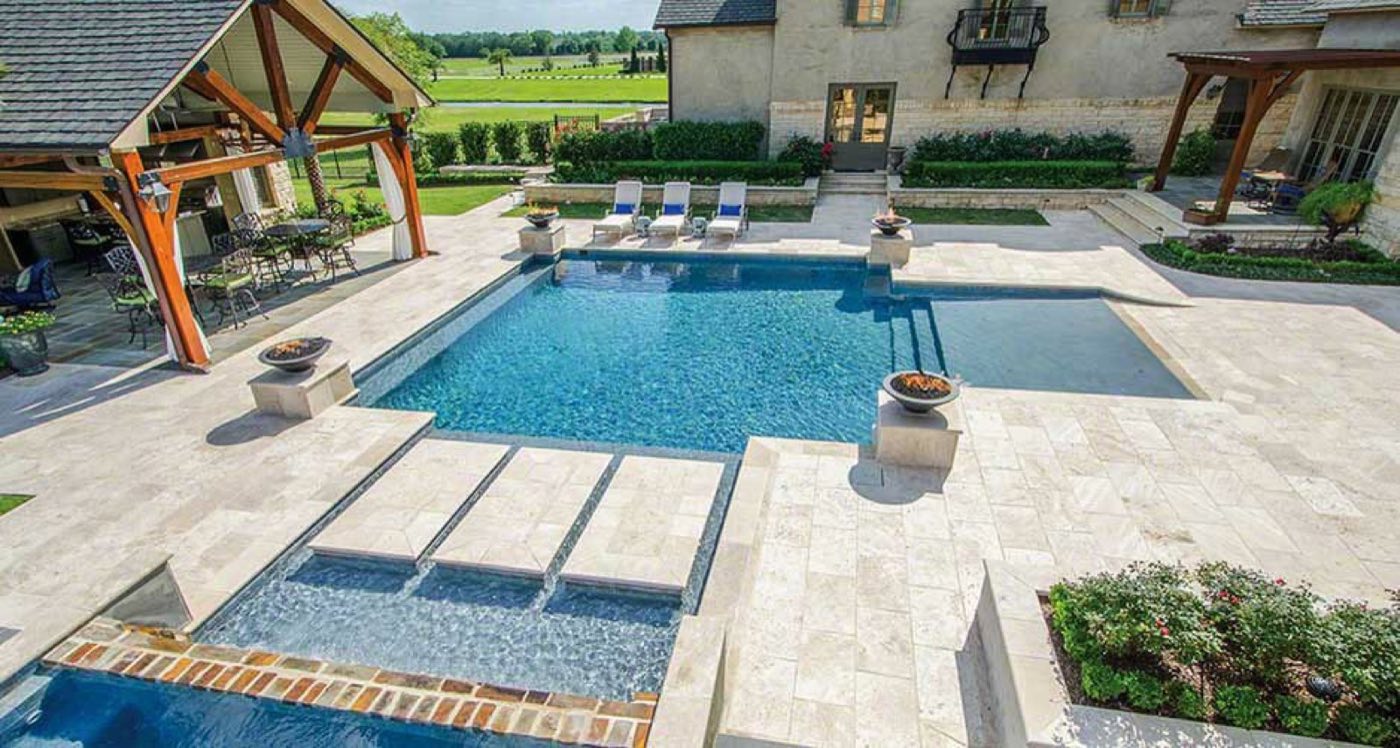 Travertine patio built by Lake Norman Hardscapes in the Lake Norman, NC area